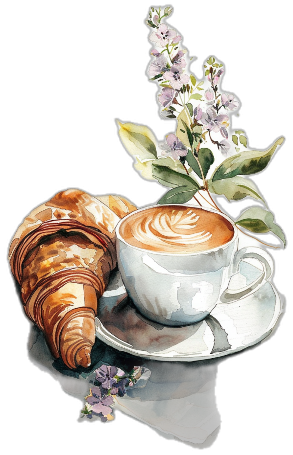 a cup of coffee and croisa
