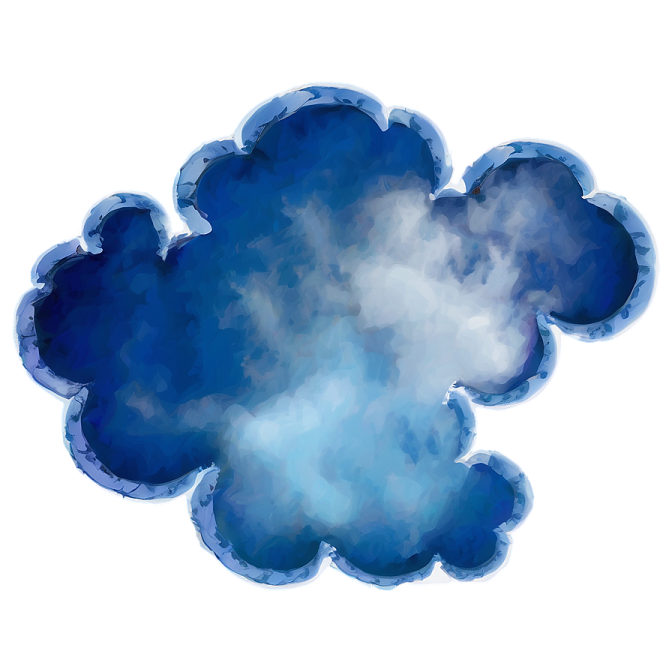 a blue cloud on a white background