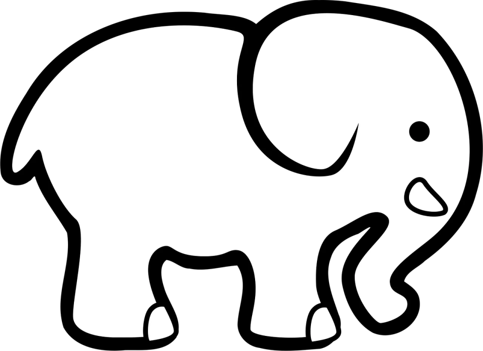 an elephant outline on a white background