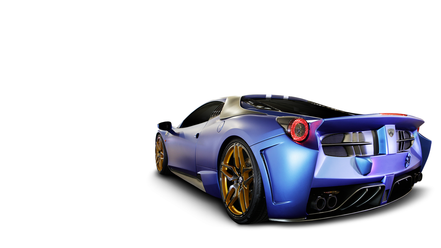 a blue sports car on a white background
