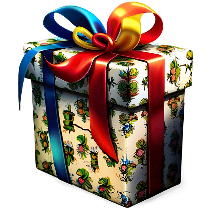 a gift box with a red ribbon and bow