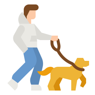 a person walking a dog