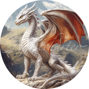 a white dragon sitting on top of a rock