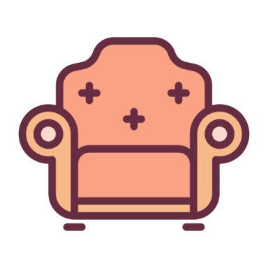 a brown chair with a smiley face on it