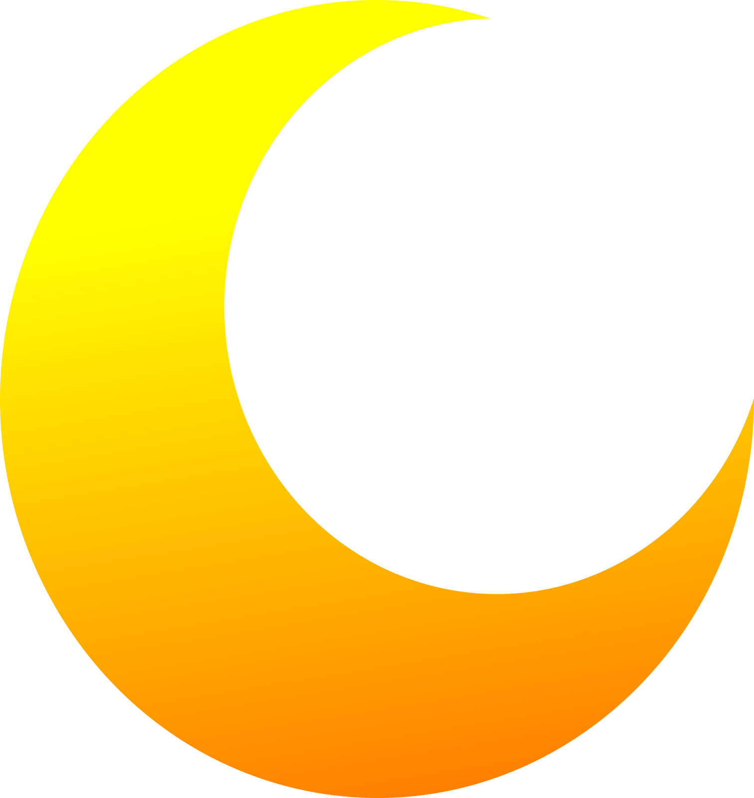an orange crescent with a white background