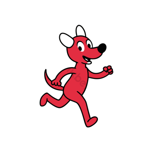 a cartoon dog running on a white background