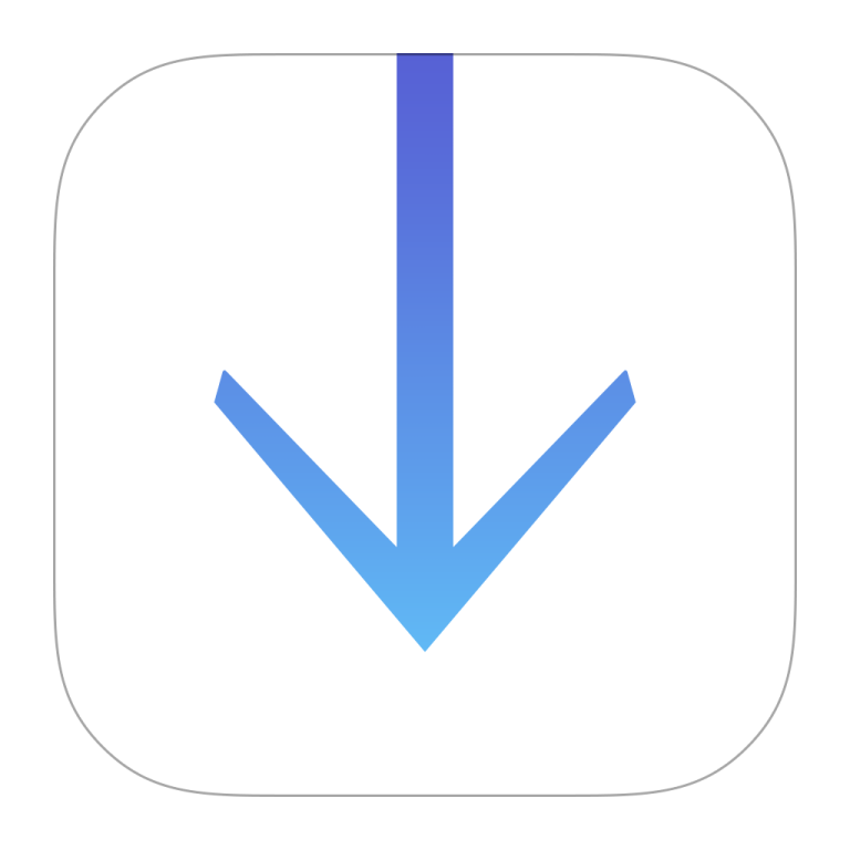 a blue arrow icon on a white background