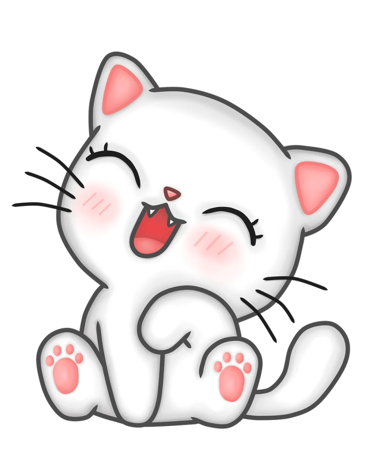 a white cat sitting down with its eyes closed