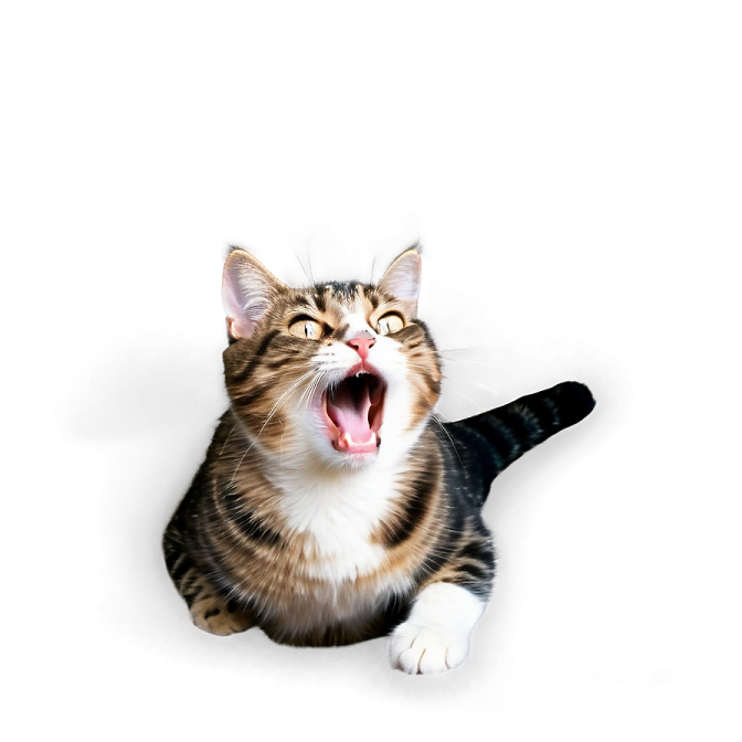 a cat with its mouth open sitting on the floor