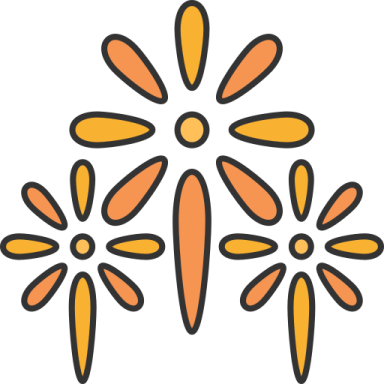 a group of orange and black flowers