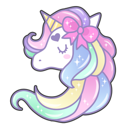 a pink and blue unicorn with stars on its head