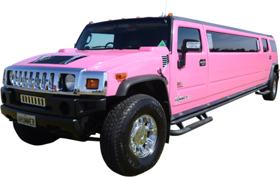 a pink hum truck is parked on a white background