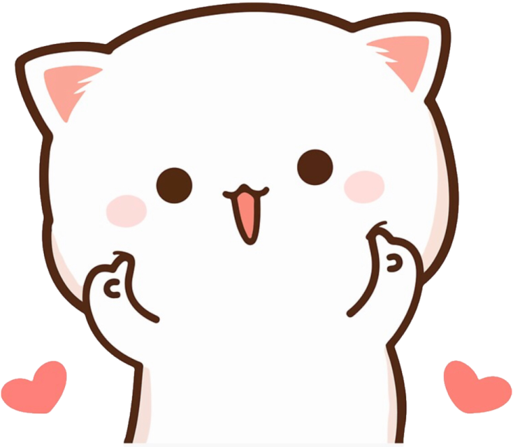 a white cat with hearts in its mouth