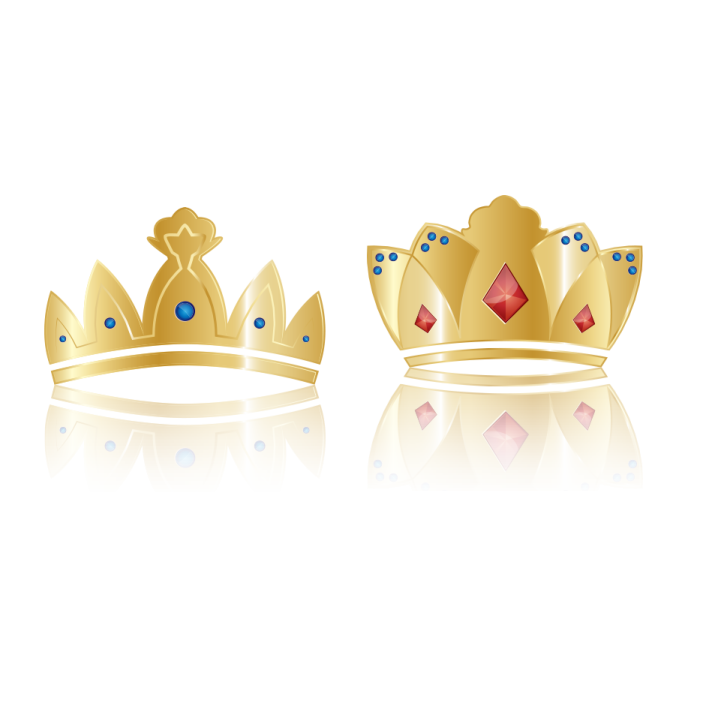 a pair of gold crowns