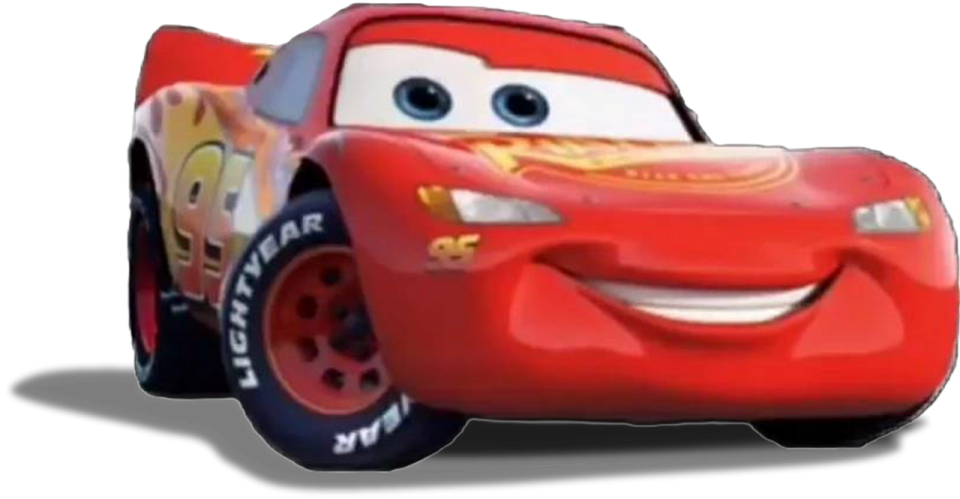 a red car with a smiling face on it
