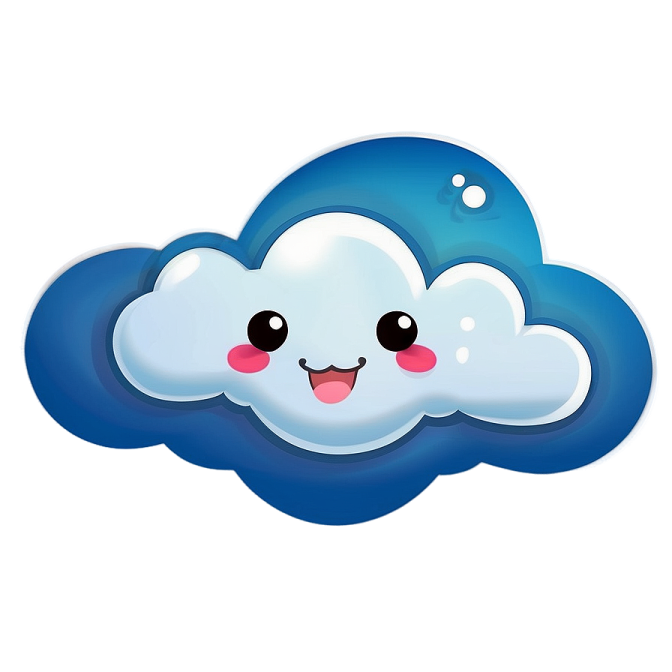 a cartoon cloud with a smiling face