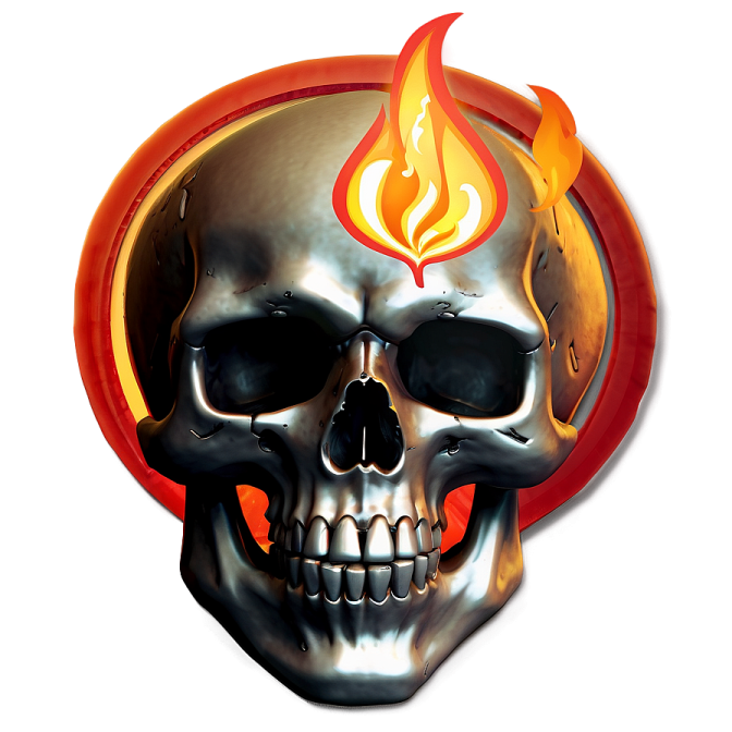 a skull with flames on it's head