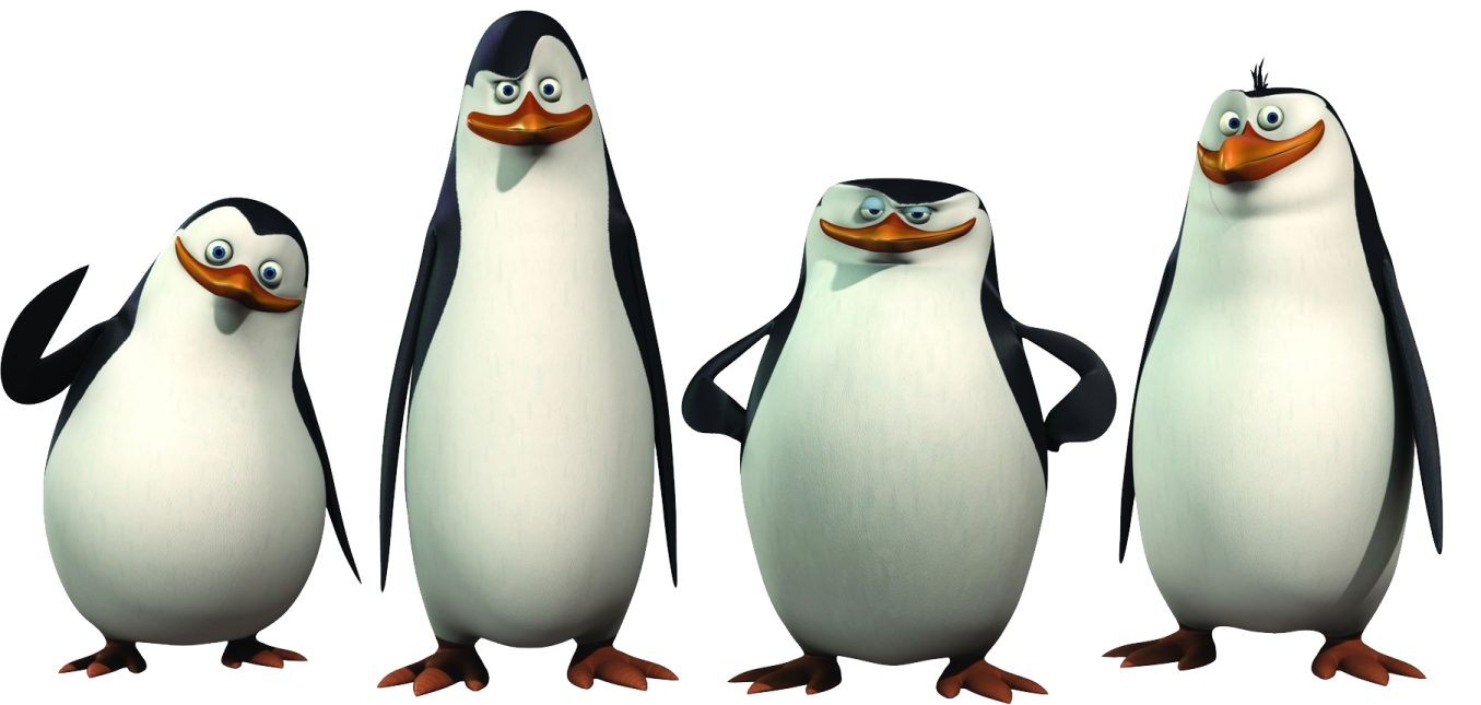three penguins standing next to each other penguins