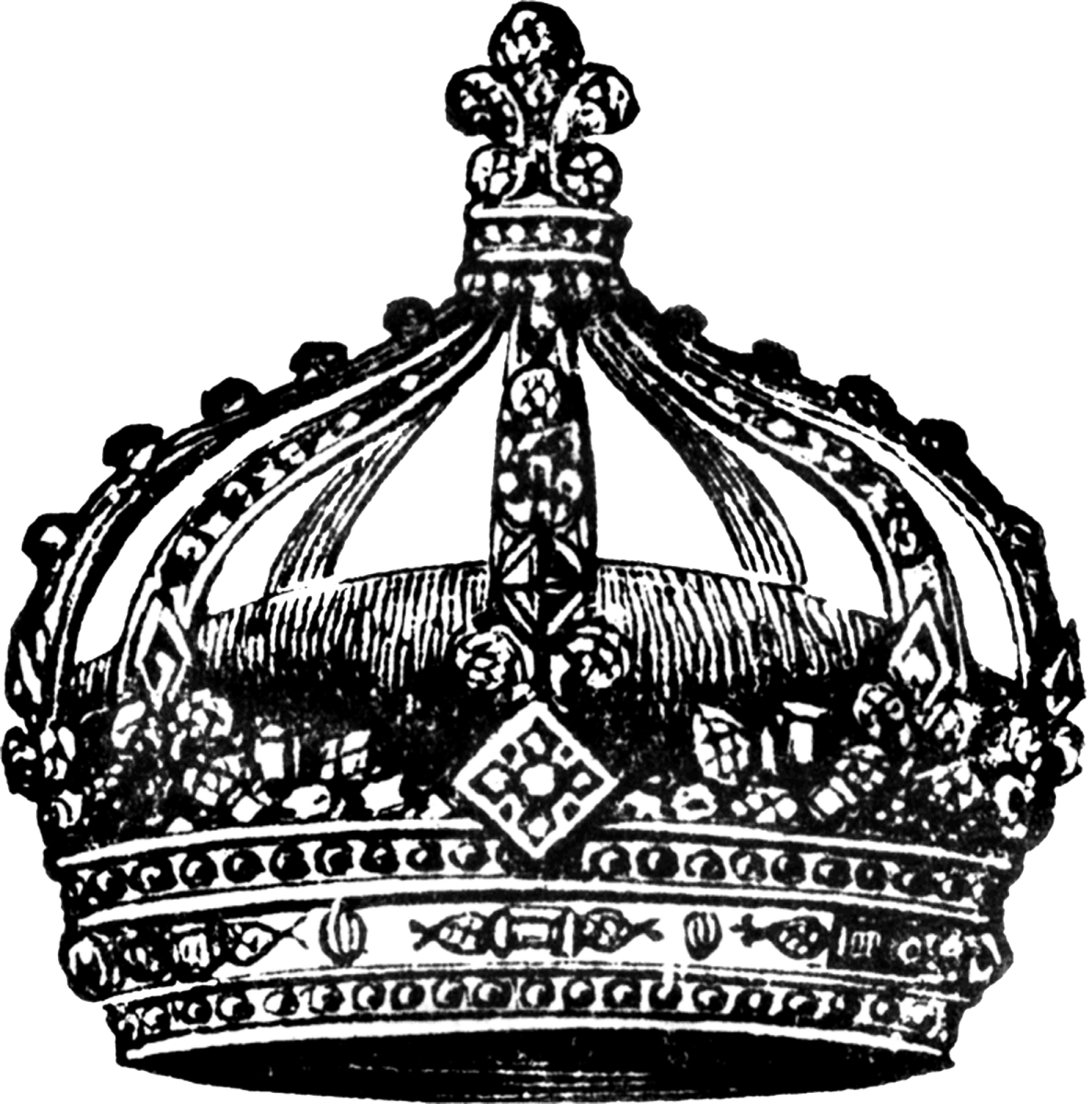 a black and white drawing of a crown