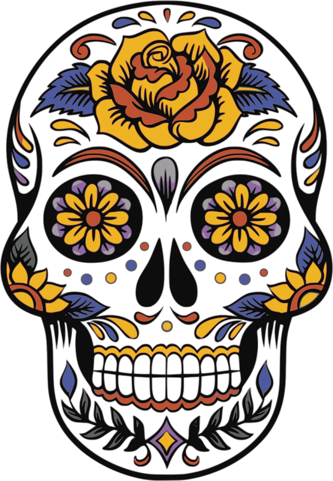 a skull with flowers on it