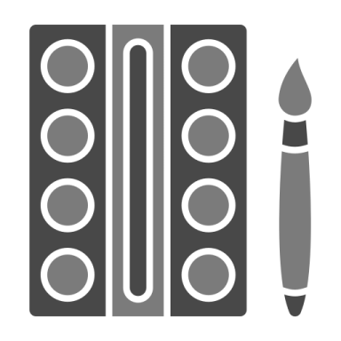 paint brush and palette icon vector