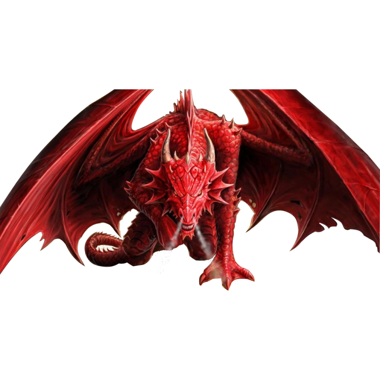 a red dragon on a white background