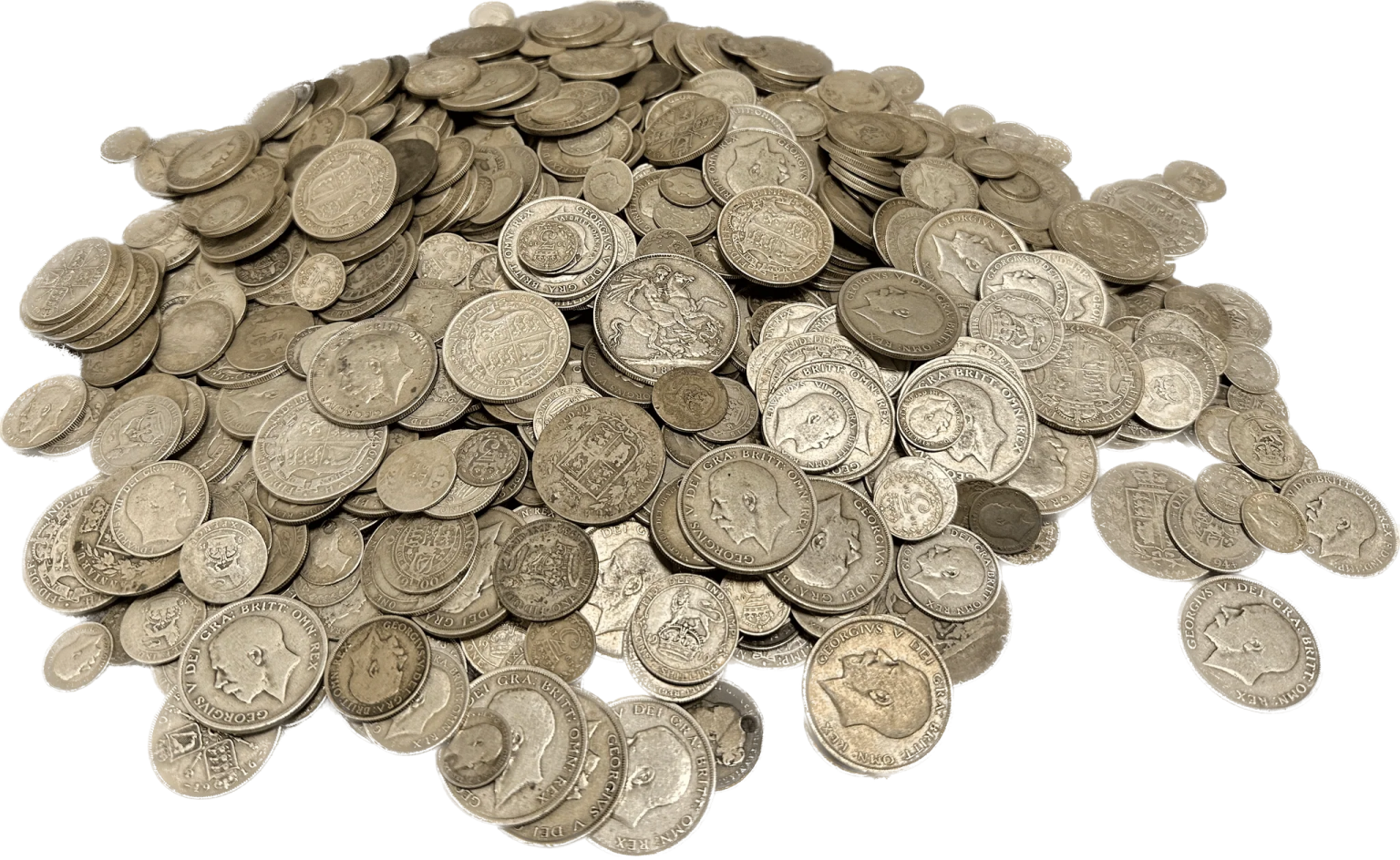 a pile of silver coins