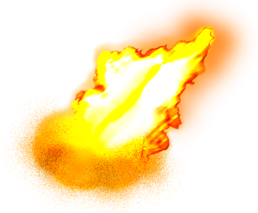 a yellow fire on a white background