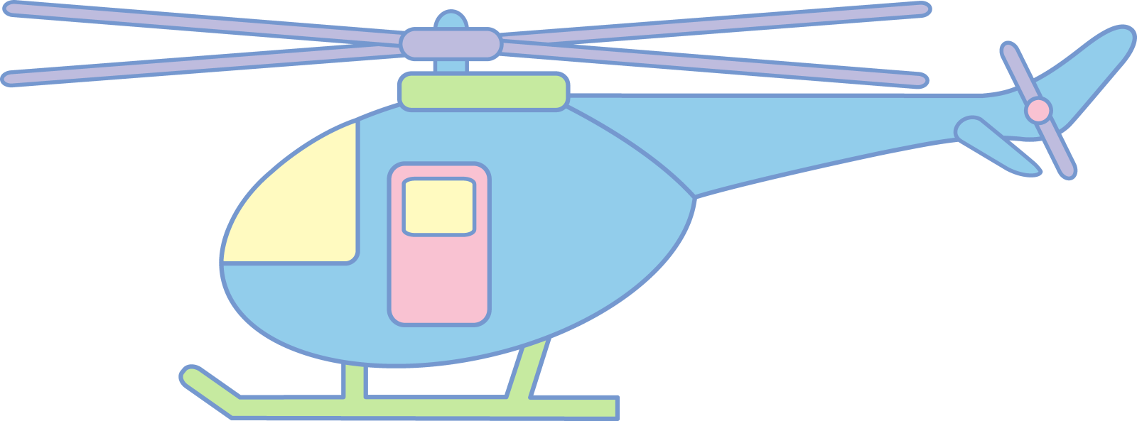 a helicopter with a blue and green color scheme