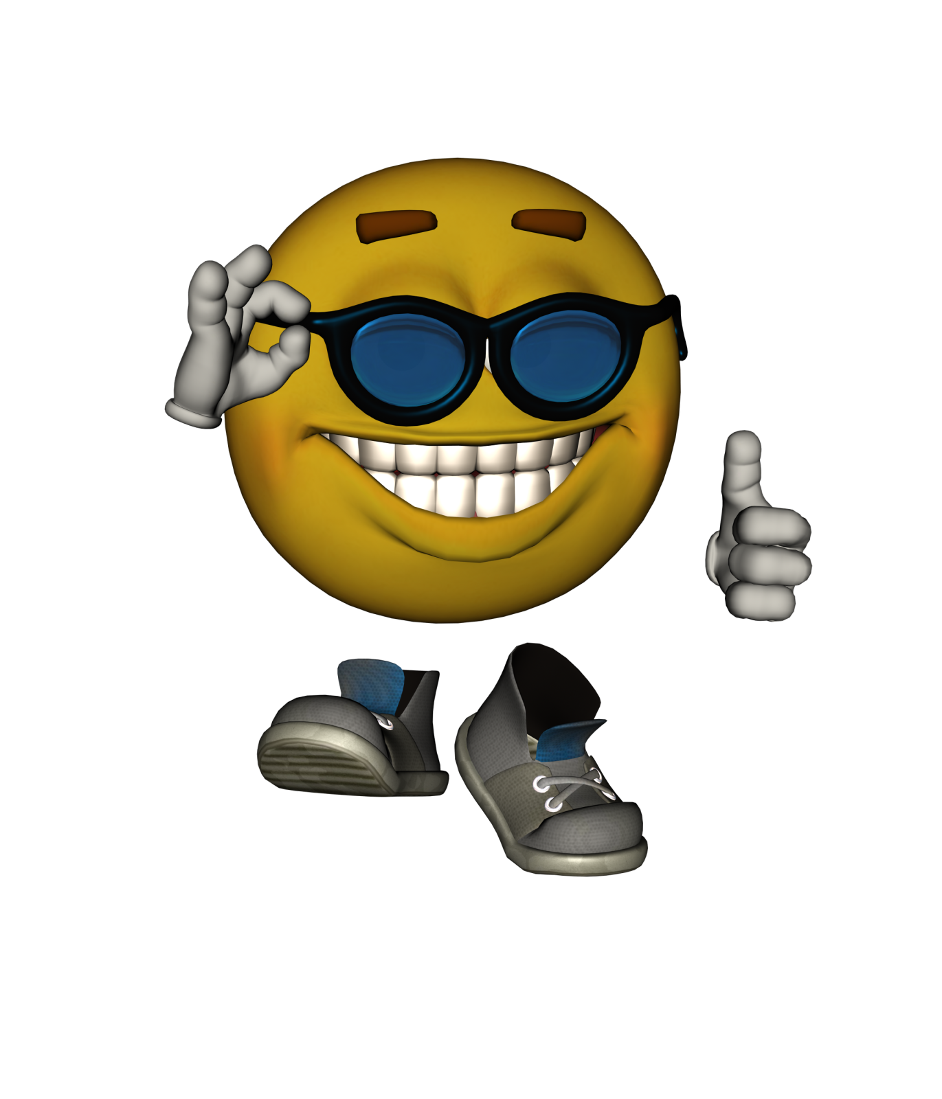 a yellow smiley wearing sunglasses and giving a thumbs