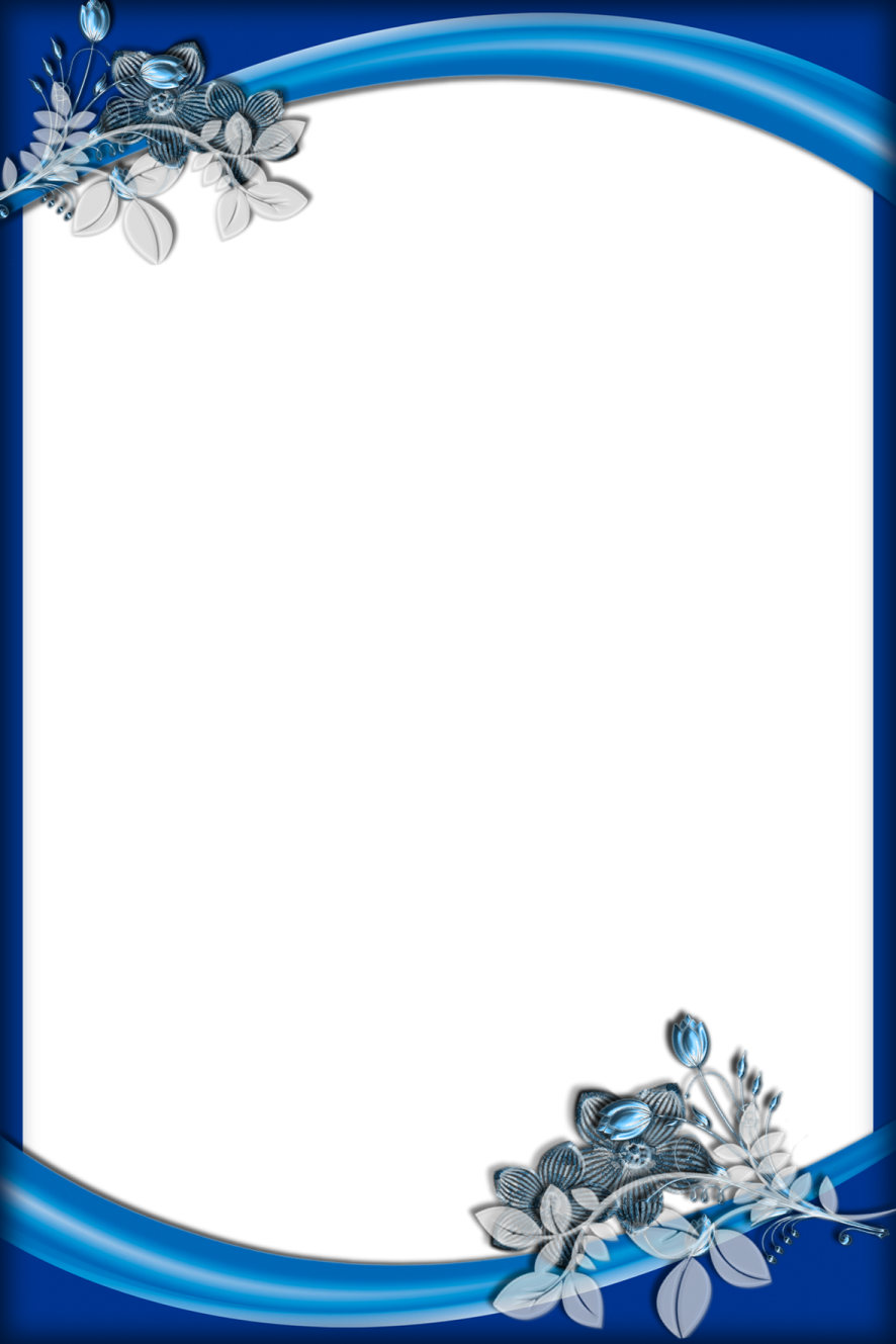 a blue frame with silver flowers on it