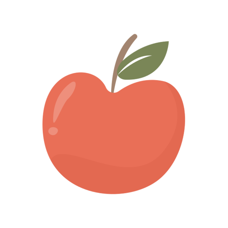 an apple with a green leaf on it