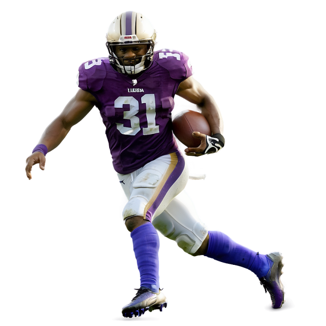 a football player running with the ball in his hand