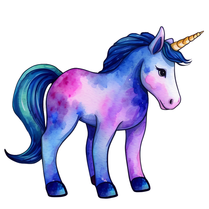 a watercolor drawing of a unicorn