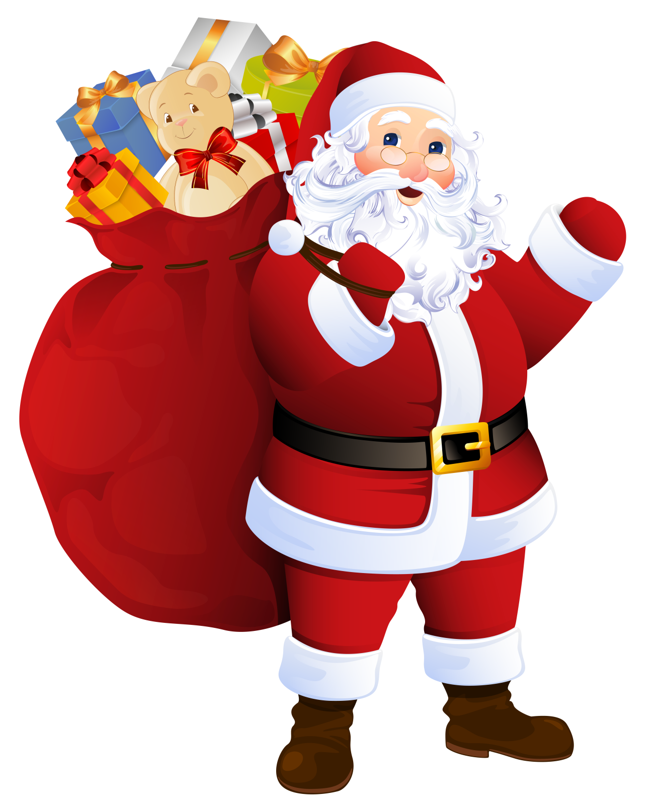 a santa claus carrying a bag full of gifts