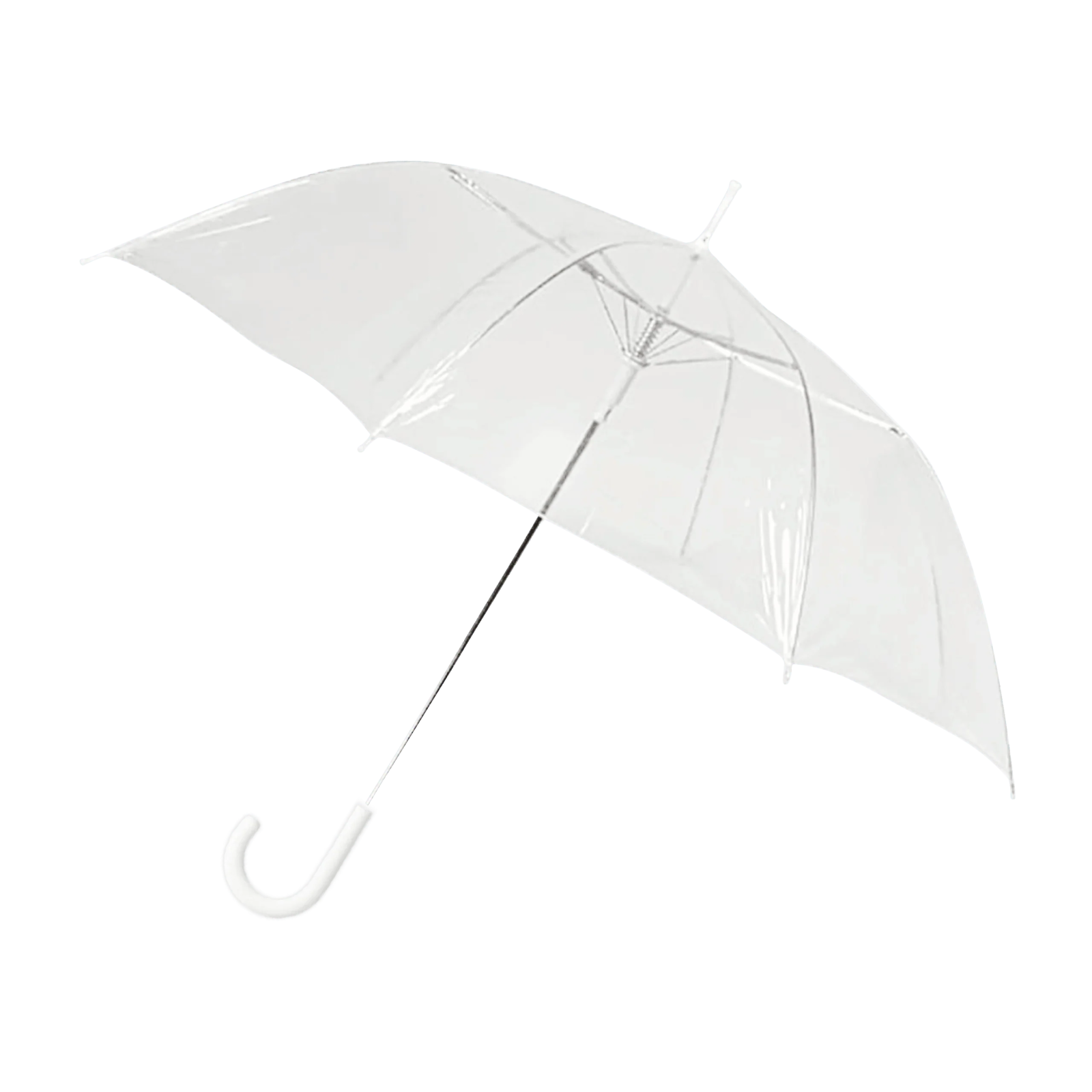 a clear umbrella on a white background