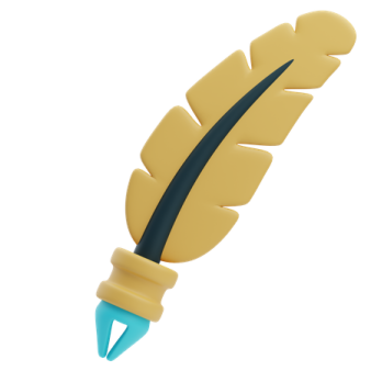 a pen with a feather on it