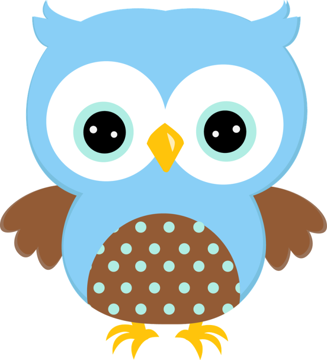 a blue and brown owl with big eyes