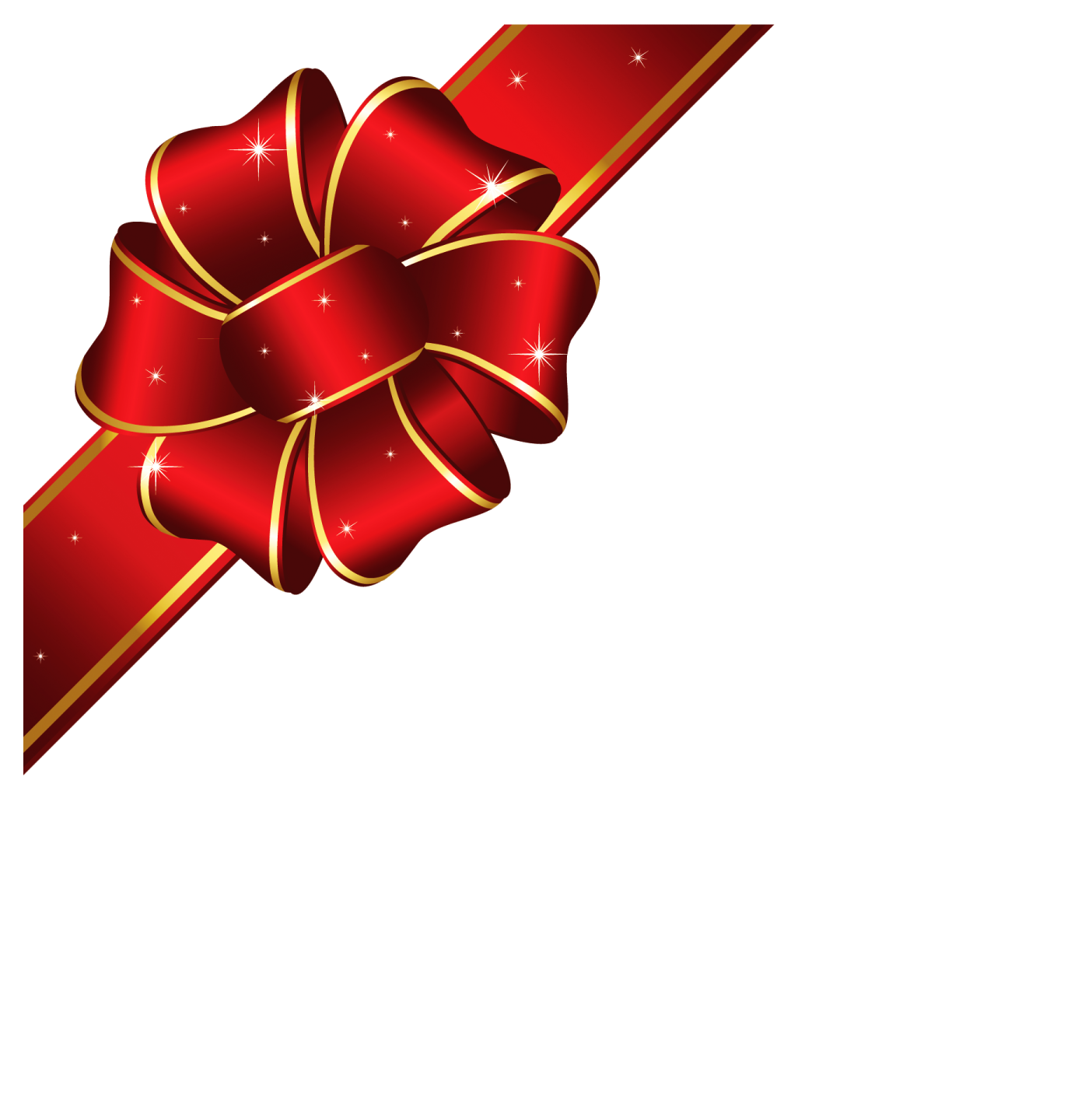 a red bow with gold stars on it