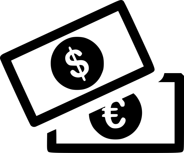 a black and white icon of money
