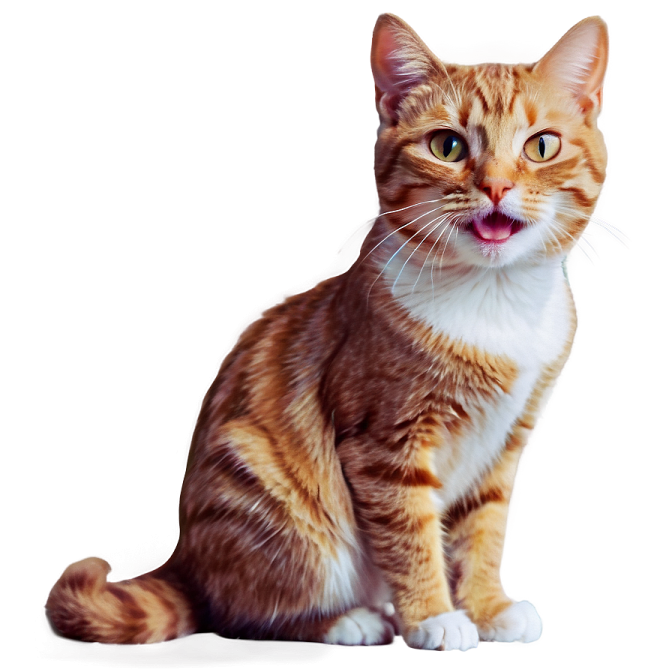 an orange and white cat sitting on a white surface