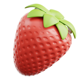 a strawberry with a green bow on top
