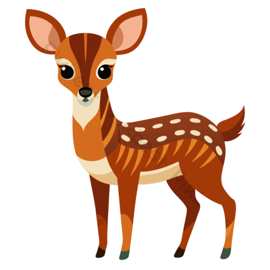 a cartoon deer with brown spots on its face