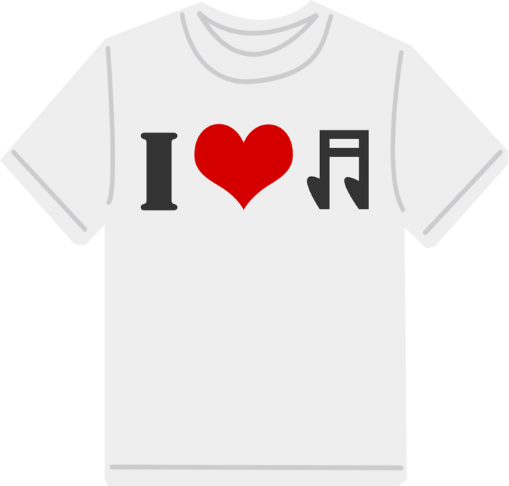 a white t - shirt with the word i love