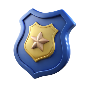 a blue shield with a gold star on it