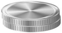 a silver coin on a white background