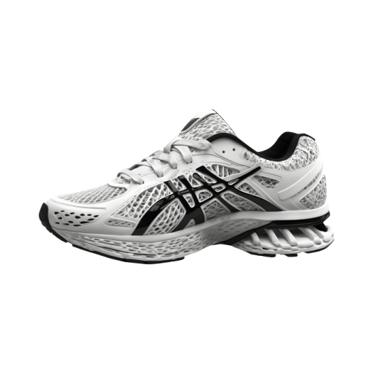 a pair of white and black running shoes