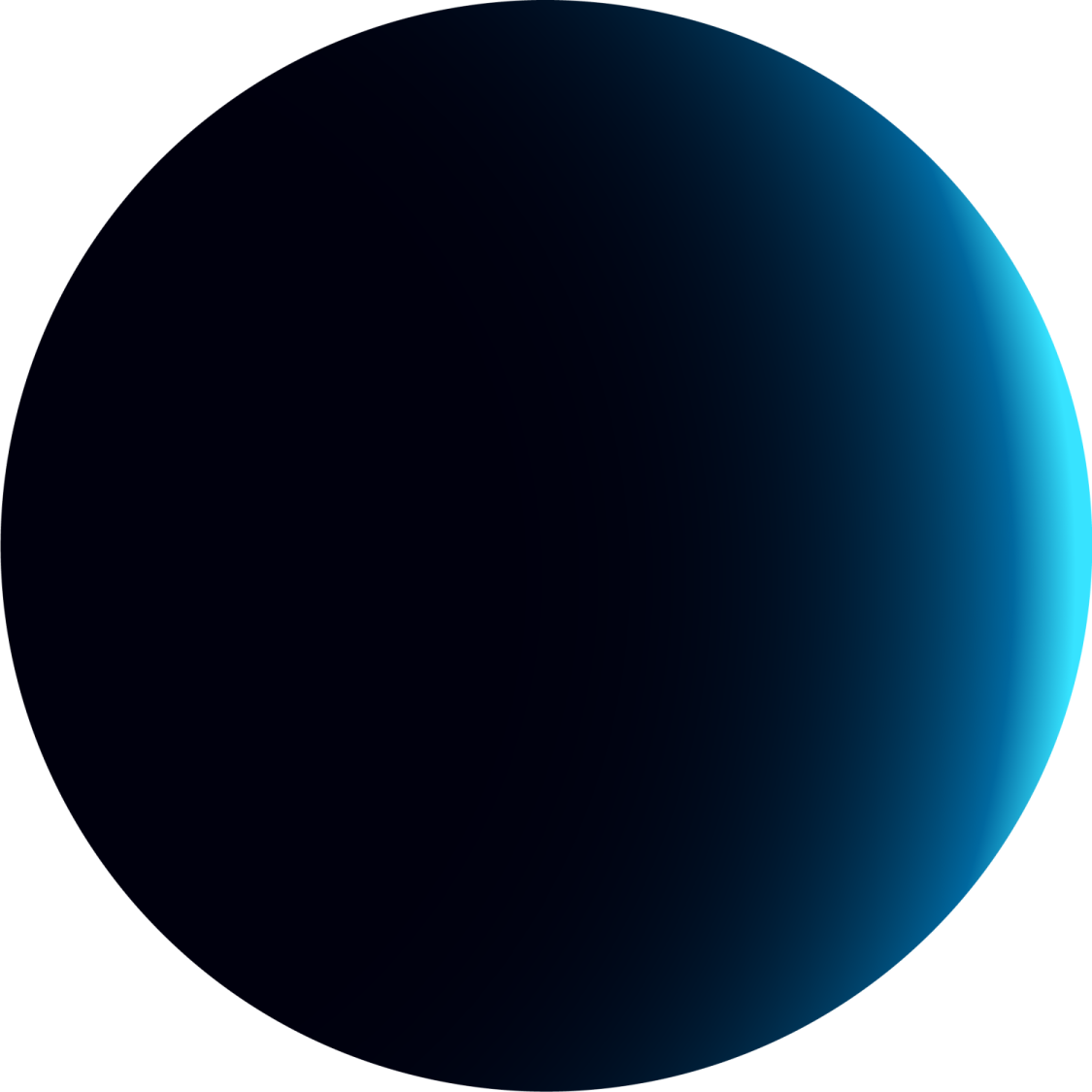 a black and blue sphere with a white background
