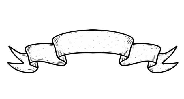 a black and white drawing of a ribbon