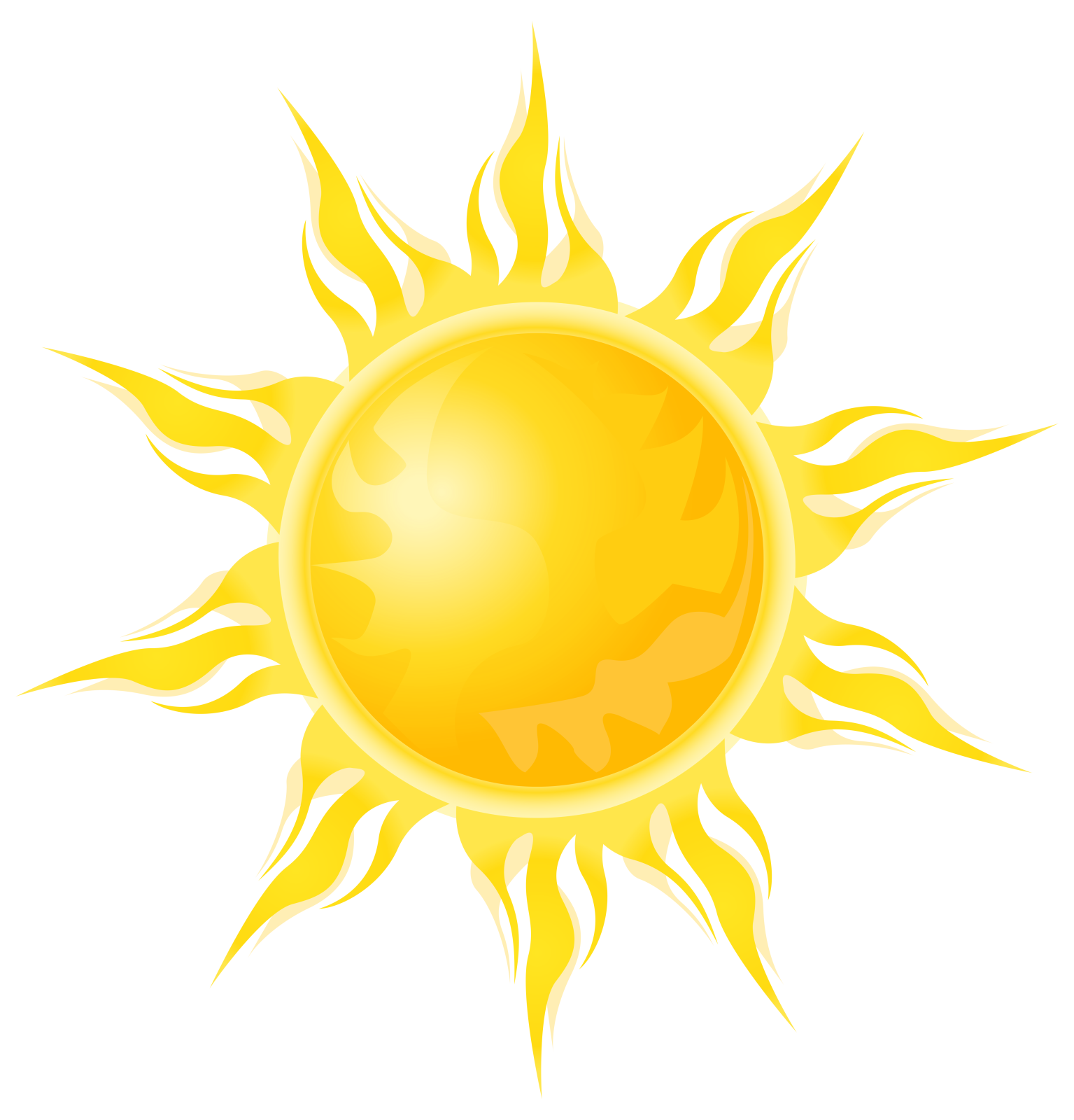 a yellow sun with flames on it